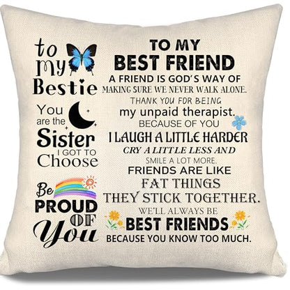 to My Bestie Gift Throw Pillow Cover Best Friend Present for Women Girls Birthday Gift Graduation Gift Inspirational Friendship Gift (Bestie) - color: Bestie