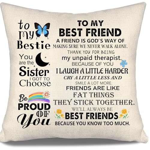 to My Bestie Gift Throw Pillow Cover Best Friend Present for Women Girls Birthday Gift Graduation Gift Inspirational Friendship Gift (Bestie) - color: Bestie