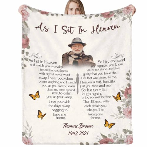Custom Memorial Blanket with Picture Personalized Sympathy Remembrance Condolences Bereavement Gifts Sympathy Gifts for Loss of Loved One Mother Dad Grandma Grandpa Sister Daughter Friend - color: Design2