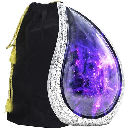 M MEILINXU Purple Urns for Human Ashes Adult Female, Cosmic Galaxy Teardrop - color: Purple & Blue, size: Large / Full Size
