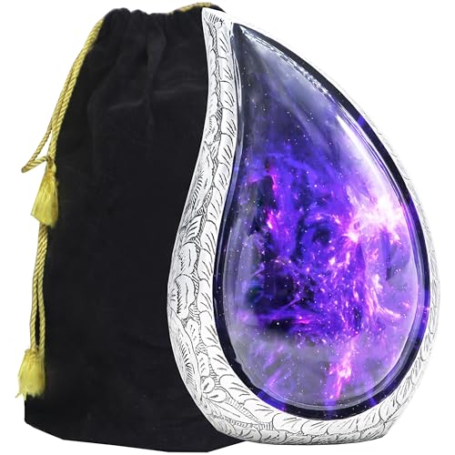 M MEILINXU Purple Urns for Human Ashes Adult Female, Cosmic Galaxy Teardrop - color: Purple & Blue, size: Large / Full Size