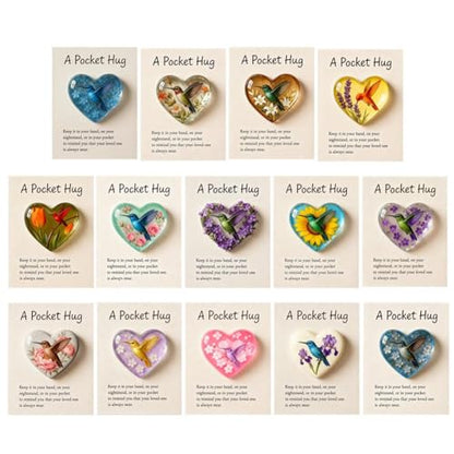 Hummingbird Pocket Hug with Gift Card, Little Heart Pocket Hug Token, Mini Acrylic Hugs Token with Encouragement Card,Long Distance Relationship Gifts,Bereavement Keepsake for Loss (F) - color: F