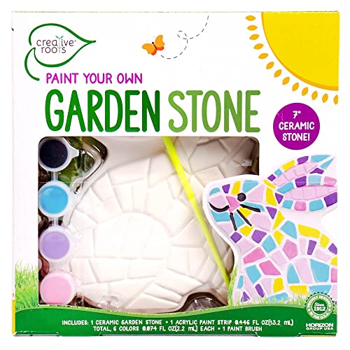 Creative Roots Paint Your Own Bunny Garden Stone, Craft Kits, Stepping Stones Kit for Kids, Ceramics to Paint, Ages 6+ - style: Bunny