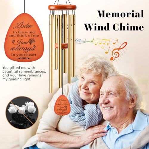 Memorial Wind Chimes for Loss of Loved One, Windchimes in Memory of a Loved One Outdoor Remembrance/Condolences/Sympathy/Bereavement Gifts for Loss of Mother Father Husband, 32" Gold - size: 32" Gold