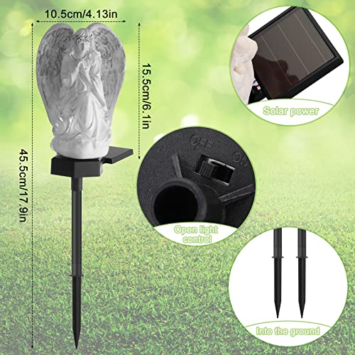 Hortsun 2 Pcs Angel Solar Lights for Garden LED Solar Angel Eternal Lights | Cemetery Angels Solar Lights, Waterproof Resin, Built to Last, Outdoor Garden Decor Yard Art, Yard Cemetery Grave Decoration