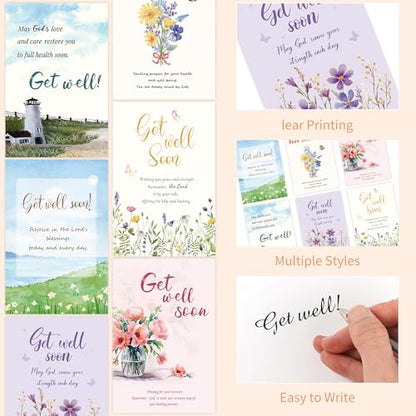 24 Pcs Christian Get Well Soon Cards - color: Get Well Soon