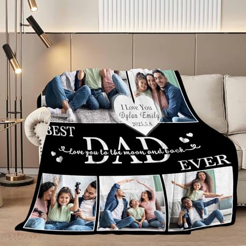 D-Story Custom Blanket Fathers Day Personalized Gifts for Dad Customized Blankets and Throws with Photos Text Fleece Picture Blanket Birthday Gifts from Daughter Son Wife Dad 06 - color: Dad 06