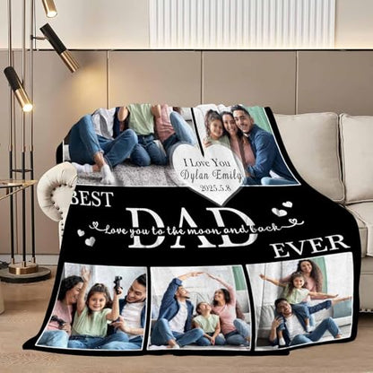 D-Story Custom Blanket Fathers Day Personalized Gifts for Dad Customized Blankets and Throws with Photos Text Fleece Picture Blanket Birthday Gifts from Daughter Son Wife Dad 06 - color: Dad 06