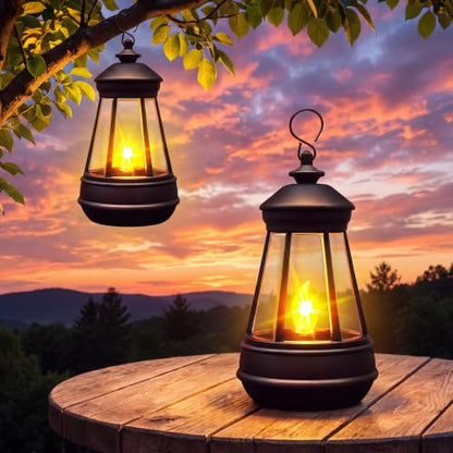 2 Pack Small Solar Lanterns Outdoor Waterproof