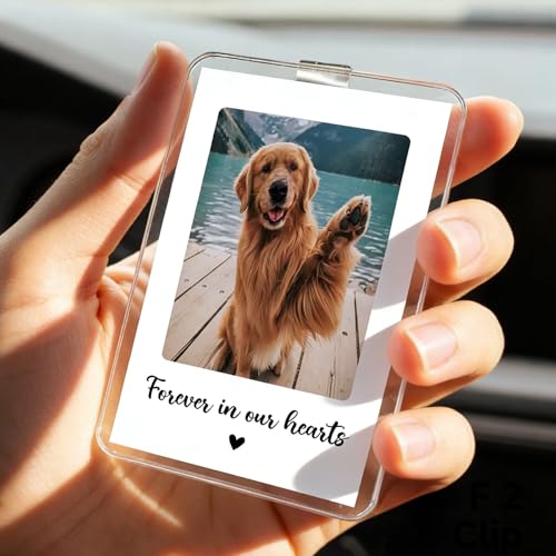 OFlyDesigns Pet Memorial Car Visor Photo Holder, Dog Loss Sympathy Gift for Women Men, Pet Remembrance Picture Frame for Car Sun Visor, Rainbow Bridge Keepsake for Dog Cat Lovers