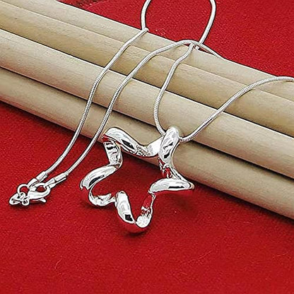 925 Sterling Silver Necklace for Women – Layered Stackable Choker Necklaces with Heart Photo Locket & Star - Pendant 18" Chain Gift for Wife, Mom, Girlfriend, Birthday, Anniversary, Valentine’s Day - color: Starfish