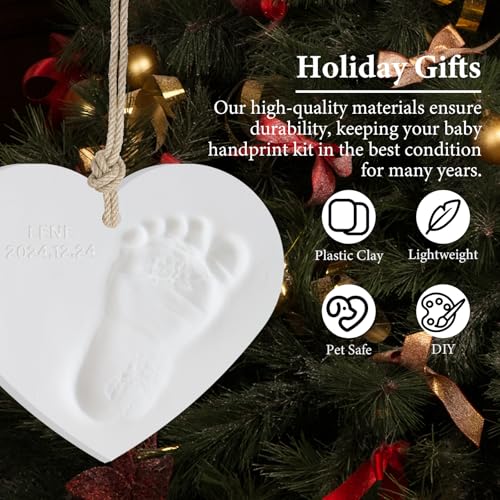 Baby & Pet Handprint Footprint Paw Print Keepsake Kit – Non-Toxic Air-Dry Clay, Makes 2 Ornaments, Perfect for Twins, Newborn, Dogs, Cats, Baby Shower, New Mom & Pet Memorial Gifts