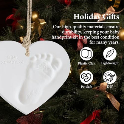 Baby & Pet Handprint Footprint Paw Print Keepsake Kit – Non-Toxic Air-Dry Clay, Makes 2 Ornaments, Perfect for Twins, Newborn, Dogs, Cats, Baby Shower, New Mom & Pet Memorial Gifts