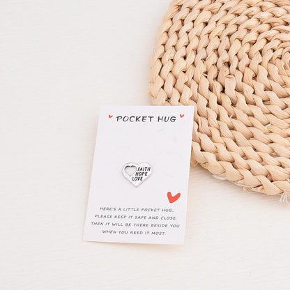 Faith Hope Love Heart Pocket Charm With Greeting Card Pocket Hug Token Gift | Encouragement Pocket Coin, Sympathy Remembrance Gift Cheer Up Motivational Tiny Pocket Token, Bereavement Comfort Gift Ideas - color: Faith Hope Love Heart Pocket