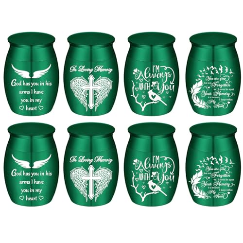 Color Small Urns for Ashes - Set of 8，Aluminium Mini Urns, Cremation Urns for Human/Pet Ashes, Ashes Holder, Small Keepsake urns-Memorial Urn (8Pcs-Green) - color: 8pcs-green