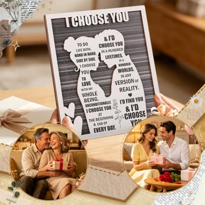 I Choose You Wood Sign Desk,Romantic Valentines Day Gifts for Him Her | Wedding Day Anniversary, Christmas Ideal for Husband Wife Boyfriend Girlfriend Couples & Newlyweds - style: I Choose You