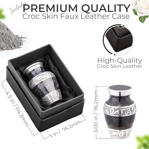 Marbled Metal Keepsake Urn for Human Ashes, Mini 6 Cu in, Black - color: Black, size: Small (Set of 1)
