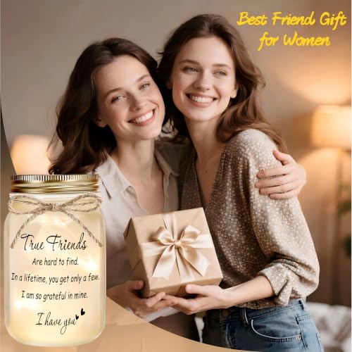 Best Friend Gift for Women Mason Jar Night Light True Friends - color: Transparent