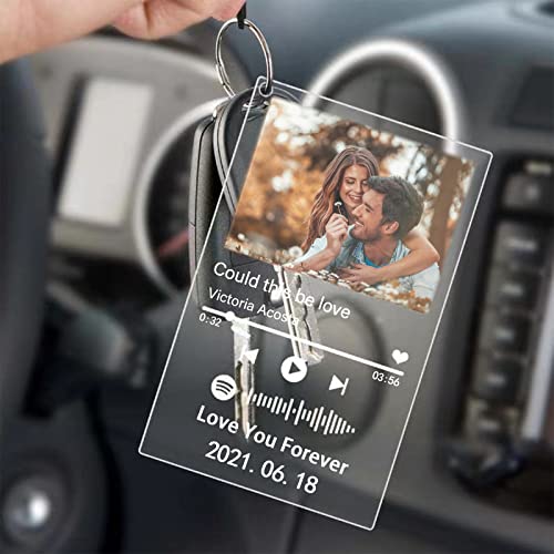 Double Sided Custom Keychain With Picture Alloy Color Printing Personalized Photo Keychain Customizable Text Gifts - color: D-mucic