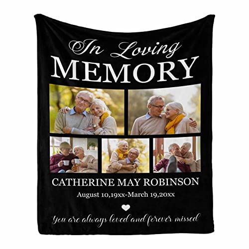 InterestPrint Custom in Loving Memory Throws Blankets Personalized with Picture and Name, Customized Family Photo Memorial Gift - color: Multi Y141, size: 30 x 40 Inches
