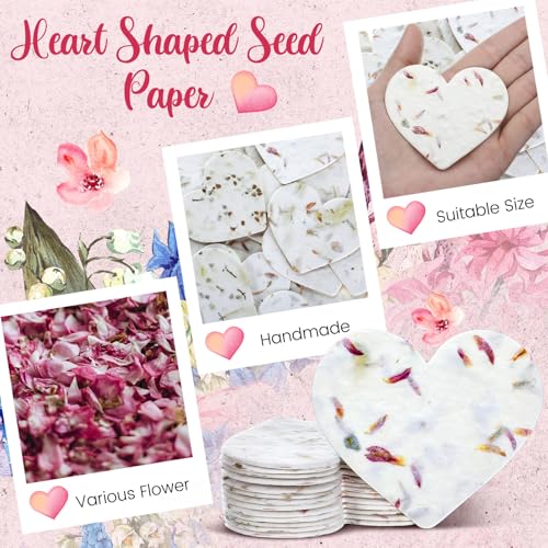 Dunzoom 100 Pcs Handmade Wildflower Seed Paper Tags,Heart & Butterfly Shape - style: Heart & Butterfly Shape