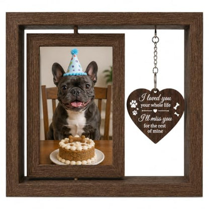 Dog Memorial Gifts for Loss of Dog - 360° Rotating Pet Memorial Picture Frame for 2 4x6 Photos - Pet Loss Sympathy Remembrance Gift for Dog and Cat Lovers