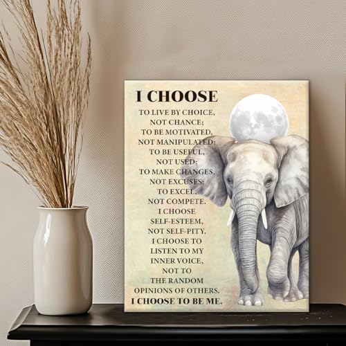 Inspirational Elephant Canvas Wall Art Motivational Quote Poster Wall Decor - color: Elephant