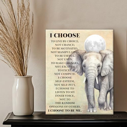 Inspirational Elephant Canvas Wall Art Motivational Quote Poster Wall Decor - color: Elephant