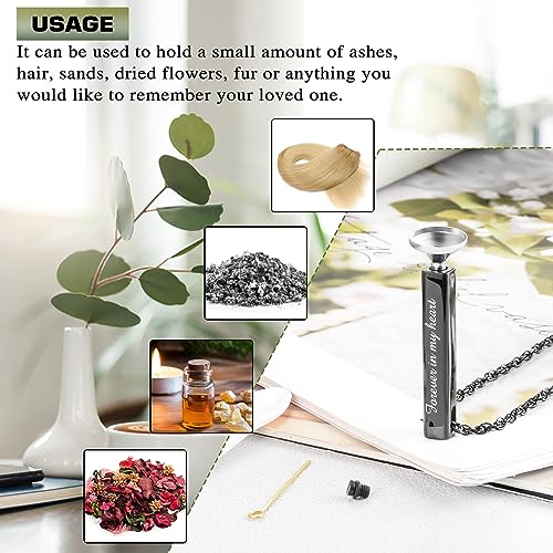 abooxiu Urn Necklace for Human Ashes Cremation Jewelry for Ashes Stainless Steel Keepsake Ashes Necklace Memorial Urn Jewelry Pendant for Women Men - Forever in my heart - style: Black