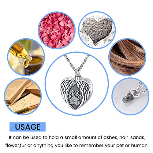 Eusense Cremation Jewelry for Ashes Urn Necklace to Put Ashes In 925 Sterling Silver Memorial Pendant Heart Urn Necklaces for Ashes Necklace for Women Men - style: E-Paw Print Urn Necklace