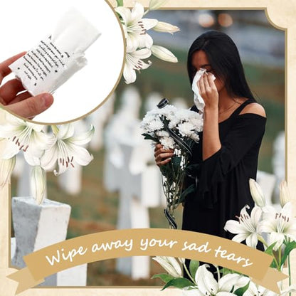 Sinmoe 30 Pack Funeral Tissues Packs for Guests Memorial Keepsakes Facial Pocket Tissues Bulk Favors Inspirational Poem 3 Ply Mini Travel Size Tissue Packs for Guests Relatives Family (Memorial) - style: Memorial