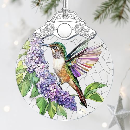 Stained Glass Ornament, Hummingbird Christmas Decorations, Christmas Ornaments for Tree, Holiday Ornament, Hummingbird Gifts, Holiday Party Gifts, Gift Ideas & Xmas Gift - color: Hummingbird B