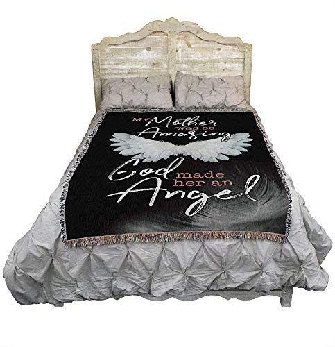 My Mother was So Amazing God Made Her an Angel Blanket - Sympathy Bereavement Gift Tapestry Throw Woven from Cotton - Made in the USA (72x54) - color: Mother, size: 72" x 54"