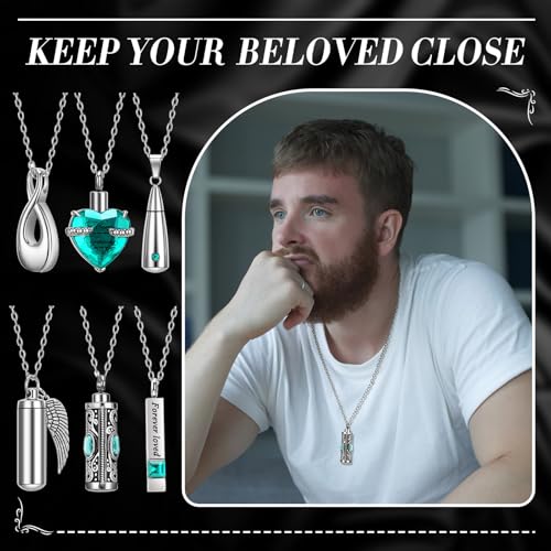 Ecation 15 Pcs Urn Necklace for Ashes Women Cremation Jewelry - color: Turquoise