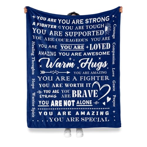 Levens Get Well Gifts for Women Men, Soft Comfort Warm Hugs Healing Blanket 60"x50", Thinking of You Gifts, Cancer Care Inspirational Sympathy Feel Better After Surgery Gifts for Friends, Coworkers - color: Warm Hugs Blue, size: 50"x60"