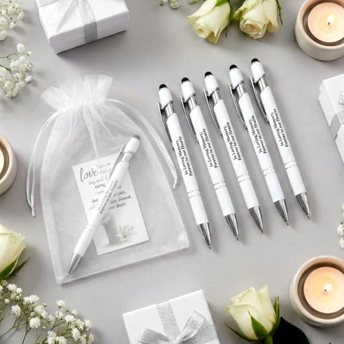 Yeaqee 150pcs/50set Funeral Favor Pen Poem Card for Guests, White, Elegant - color: White, style: Elegant