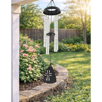 Carson 21" Serenity Prayer Sonnet Windchime - Decorative Indoor/Outdoor Garden Chime (Cross Sail)