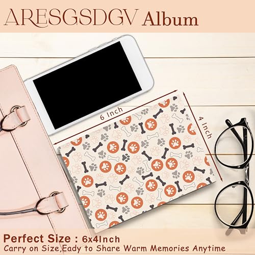 Dog Photo Album 4x6 18 Pockets Photos, Dog Mom Dad Lover Gifts, Cute Puppy Paw Print Bone Small Mini Photo Album Hold 36 Pictures Book for Pet Parents - color: Paws