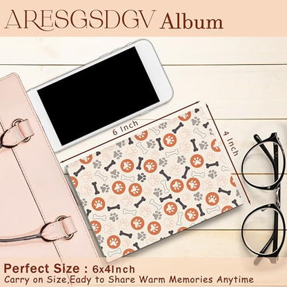 Dog Photo Album 4x6 18 Pockets Photos, Dog Mom Dad Lover Gifts, Cute Puppy Paw Print Bone Small Mini Photo Album Hold 36 Pictures Book for Pet Parents - color: Paws