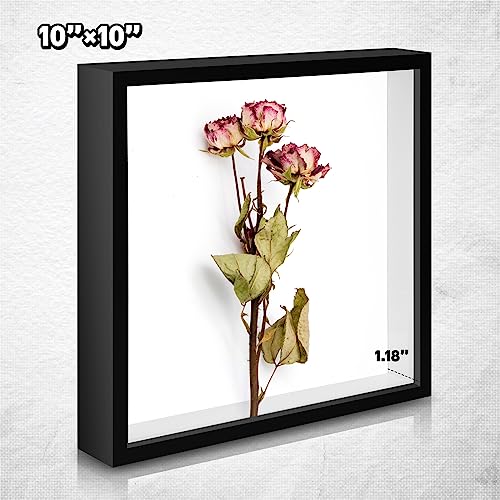 Geetery 10 Pack Shadow Box Frame 10 x 10 Inch Wood Frame Memory Display Case Bulk Shadow Boxes for Photo Flowers Memorabilia Wedding Bouquets Graduation Gift Pins Tickets Wall Awards Shell Decor