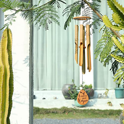 37.5" Bamboo Wind Chime for Outside, Wooden Wind Chimes Memorial Gifts - size: 37.5" Plain
