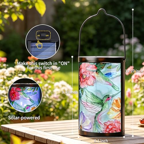 MUMTOP Hummingbird Solar Lantern Waterproof Outdoor Hanging Garden Light - color: Multicolor