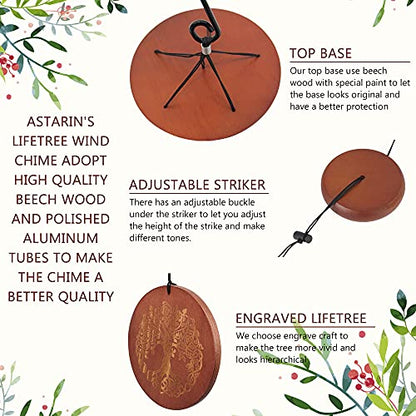Astarin's Tree of Life Wind Chimes 36in Outdoor Garden Gift for Grandma Mom - color: Black