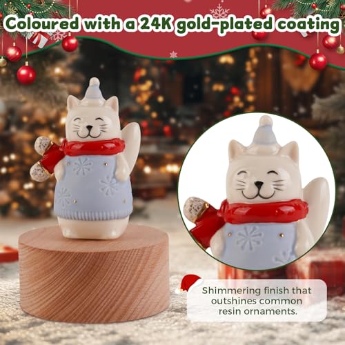 Music Box Figurine, Sculpted Hand-Painted Musical Figure Plays You are Jingle Bells Tune Christmas Anniversary, Birthday Gifts for Daughter Son Mom Dad Kids (Cat) - color: Cat