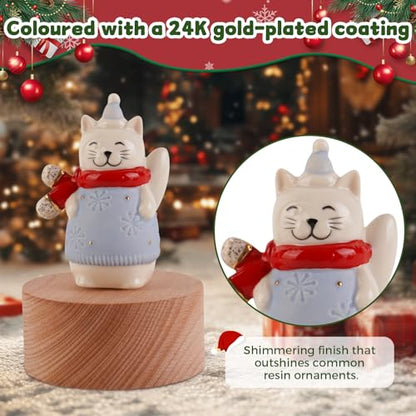 Music Box Figurine, Sculpted Hand-Painted Musical Figure Plays You are Jingle Bells Tune Christmas Anniversary, Birthday Gifts for Daughter Son Mom Dad Kids (Cat) - color: Cat