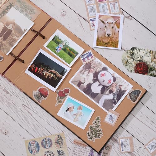 Scrapbook Photo Album Our Adventure Book Embossed Hard Cover | Movie Up Travel Memory Book for Anniversary Wedding Travelling Baby Shower Gifts - color: Retro Adventure Book
