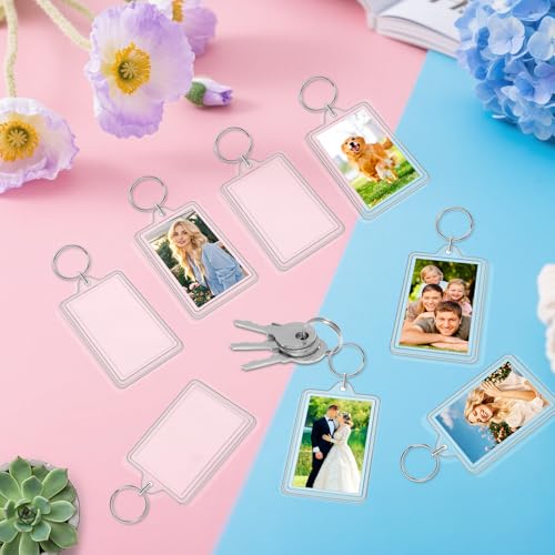 Photo Keychain 1.8 x 1.1 in, Acrylic Clear Picture Keychain, Photo Insert Keychain, Blank Picture Frame Keyring