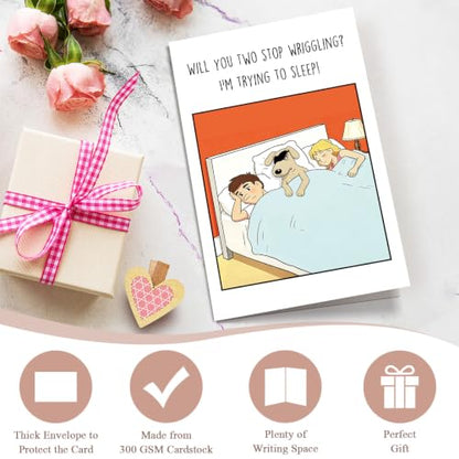Funny Dog Birthday Card for Men Women, Hilarious Birthday Card for Dog Dad Mom, Humor Bday Cards from Pet, Will You Two Stop Wriggling - color: Birthday