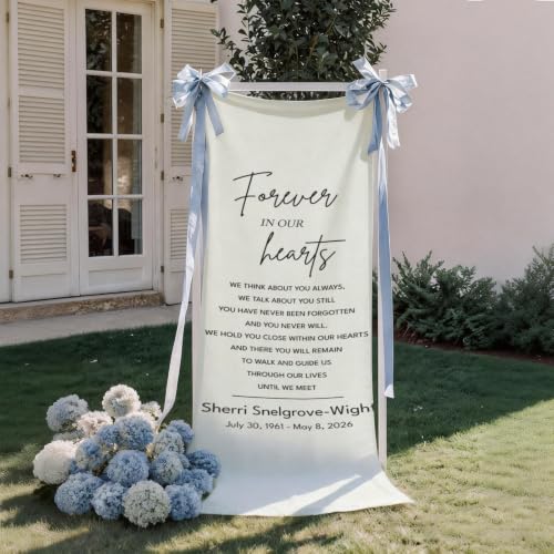 Personalized Forever In Our Hearts Welcome Sign, Funeral Fabric Banner #2 - color: Design 2