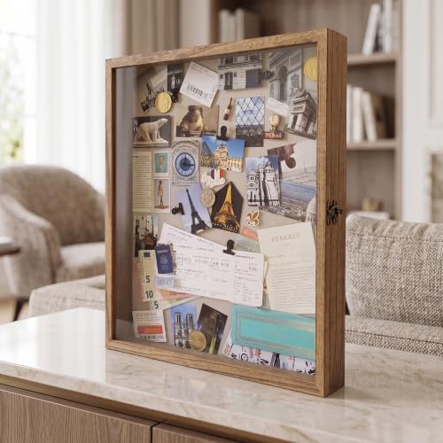 16x20 Shadow Box Frame in Wood Color with Linen Back - color: Wood, size: 16*20